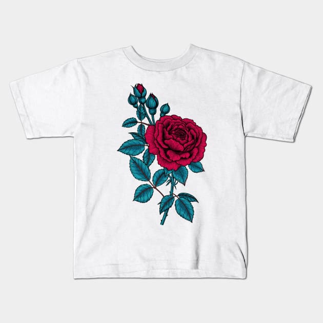 Red rose Kids T-Shirt by katerinamk